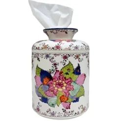Danny's Fine Porcelain Tobacco Leaf Porcelain Tissue Box Cover Jar