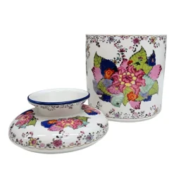 Danny's Fine Porcelain Tobacco Leaf Porcelain Tissue Box Cover Jar