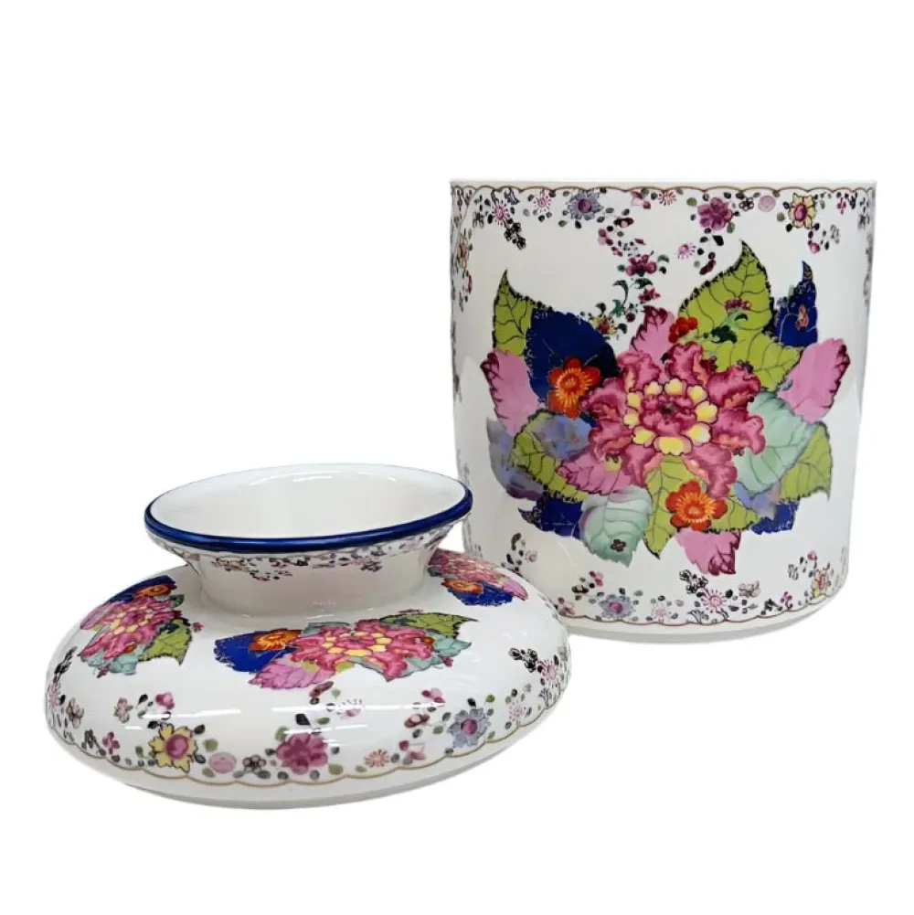 Danny's Fine Porcelain Tobacco Leaf Porcelain Tissue Box Cover Jar