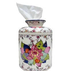 Danny's Fine Porcelain Tobacco Leaf Porcelain Tissue Box Cover Jar