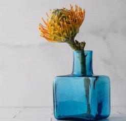 BLENKO GLASS COMPANY Turquoise Block Bud Vase