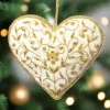 ST NICOLAS LTD. White & Gold Heart Ornament St. Nicolas