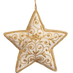 ST NICOLAS LTD. White & Gold Star Ornament St. Nicolas