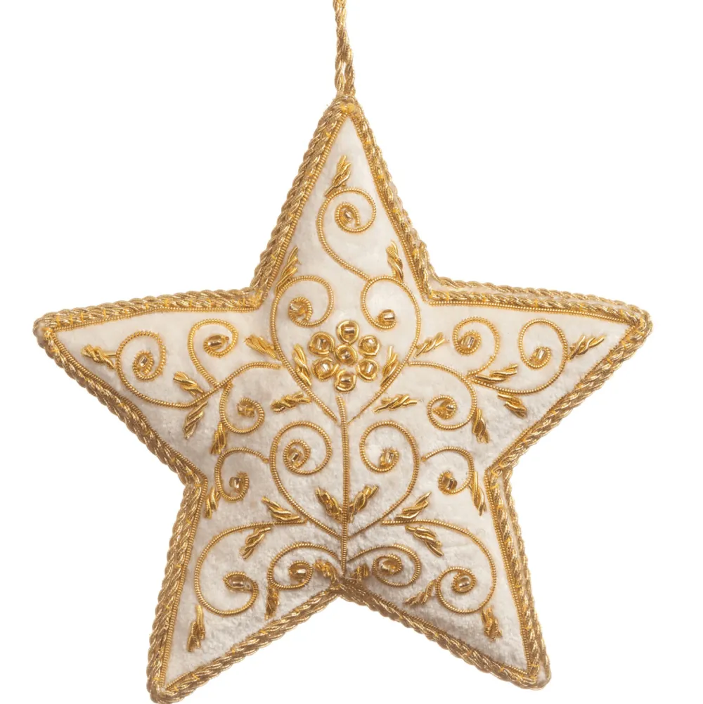 ST NICOLAS LTD. White & Gold Star Ornament St. Nicolas