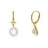 Women Color Craft Inc White Topaz Lever Back Earrings