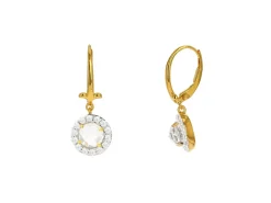 Women Color Craft Inc White Topaz Lever Back Earrings