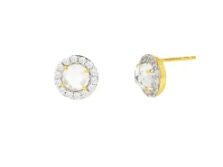 Women Color Craft Inc White Topaz Stud Earrings